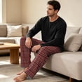 thumbnail image 5 of VV AVEORS Mens Pajama Set Pjs Christmas Plaid Sleepwear Cotton Lightweight Long Sleeve Pjs Soft Comfy Sleep Set With Pocket Red 2XL, 5 of 8