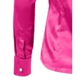 thumbnail image 4 of J. METHOD Women's Satin Button Down Shirt Long Cuff Sleeve Collar Silky Office Work Formal Casual Blouse Top NEWT74 Fuchsia M, 4 of 7