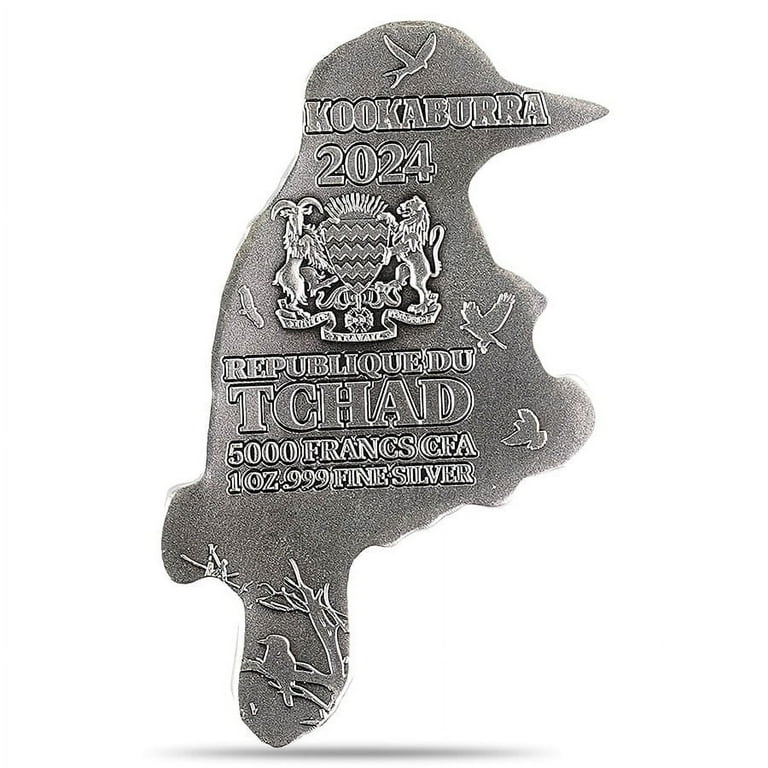 2024 Chad 1 oz Silver Kookaburra Shaped High Relief Coin .999 Fine