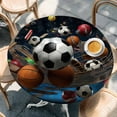 thumbnail image 3 of Sports Table Cloth, Round Fitted Tablecloths with Elastic Edge, Football Basketball Baseball Ball Games Wipeable Waterproof Table Cover for Kitchen Wedding 55-60 Inches, 3 of 4