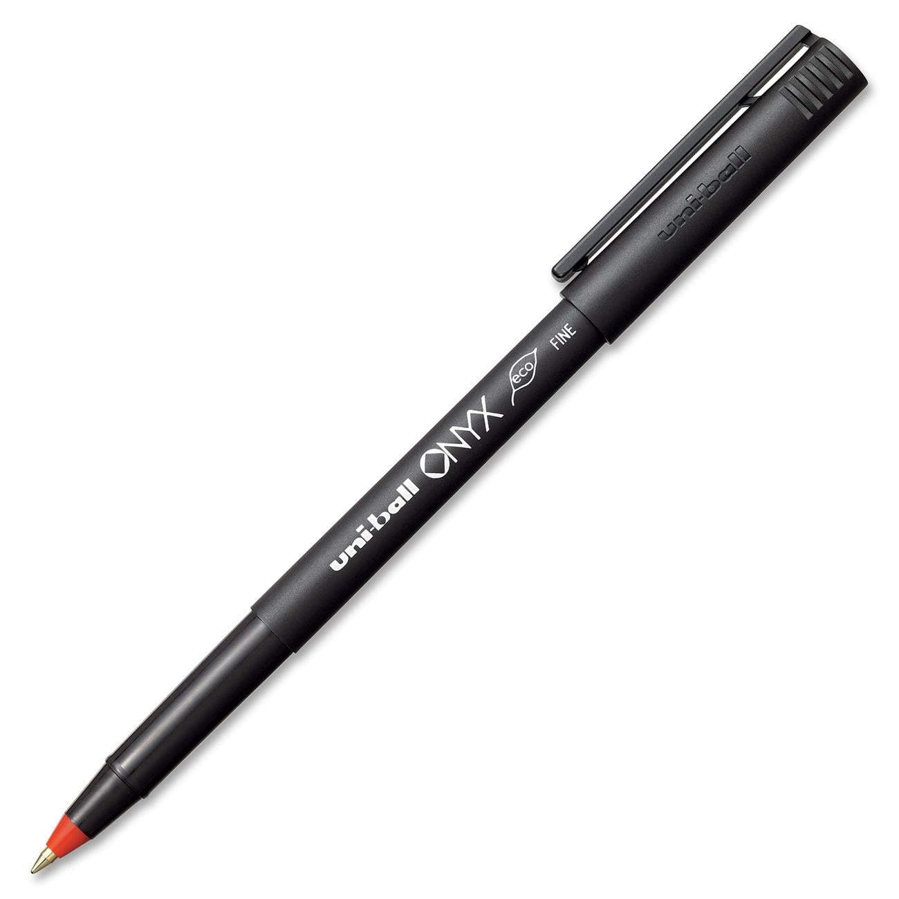 uni-ball Onyx Roller Ball Stick Dye-Based Pen, Red Ink, Fine, Dozen