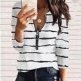 thumbnail image 2 of Mujeres con cuello en V Raya Estampado Cremallera Color Bloque Entrenamiento Manga larga Blusa informal Jerseys Top Fridja  fhghd2626, 2 of 8