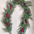 thumbnail image 6 of LanSuare 5.9FT Christmas Norfolk Pine Garland, Artificial Garlands with Red Berries Eucalyptus Leaves, Faux Winter Garland for Table, Mantle, Fireplace, Xmas Decorations, 6 of 9