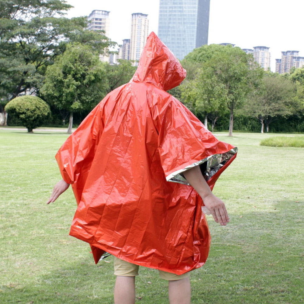Emergency Survival Poncho Heat Reflective Blanket Poncho Waterproof Thermal Emergency Raincoat Walmart