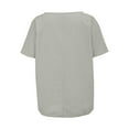 thumbnail image 5 of Oversized Tshirts for Women, Summer Short Sleeve Solid Casual Loose Linen Top, Gray XXL, 5 of 8
