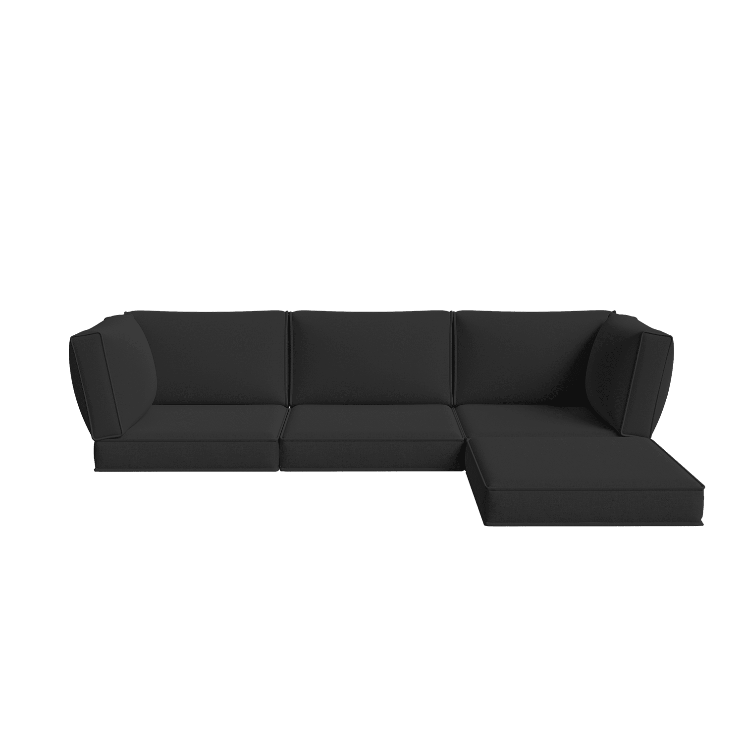 BaPiPro 4-Person Black Outdoor Sectional Sofa Cushions, Waterproof Polyester Patio Cushions with High-Density Sponge & Side Pillows, No Assembly for Backyard, Balcony, Deck & Poolside