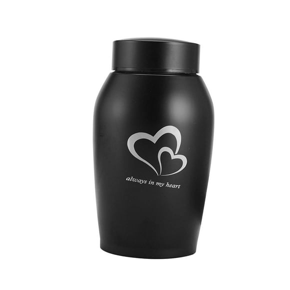 Transemion Cremation Memorial Urn for Dogs Cats Ashes Loose Pet Gift Memorial Pets Urns Black 8.5x18.5cm