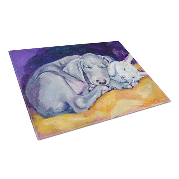 Carolines Treasures 7354LCB Weimaraner Snuggle Bunny Glass Cutting Board Large, 12H x 16W, multicolor