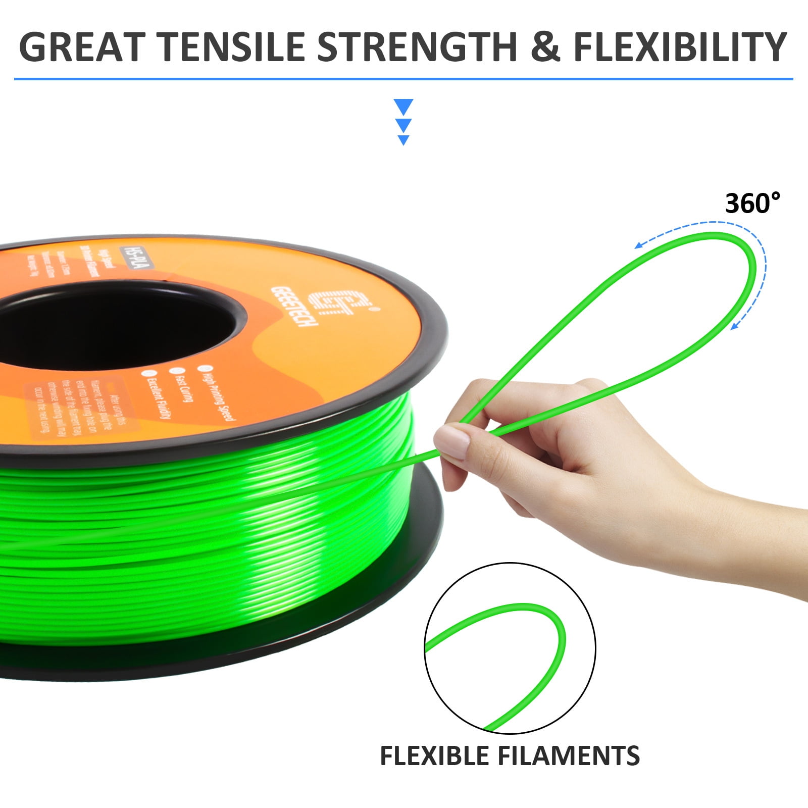 Geeetech 1.75mm PLA 3D Printer Filament, 10kg Spool (22lbs), Dimensional Accuracy +/- 0.03mm,Green