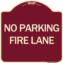 SignMission Designer Series Sign - Pavement Stencil No Parking Fire Lane | Burgundy 18" X 18" Heavy-Gauge Aluminum Architectural Sign | Protect Your Business & Municipality | Made in
