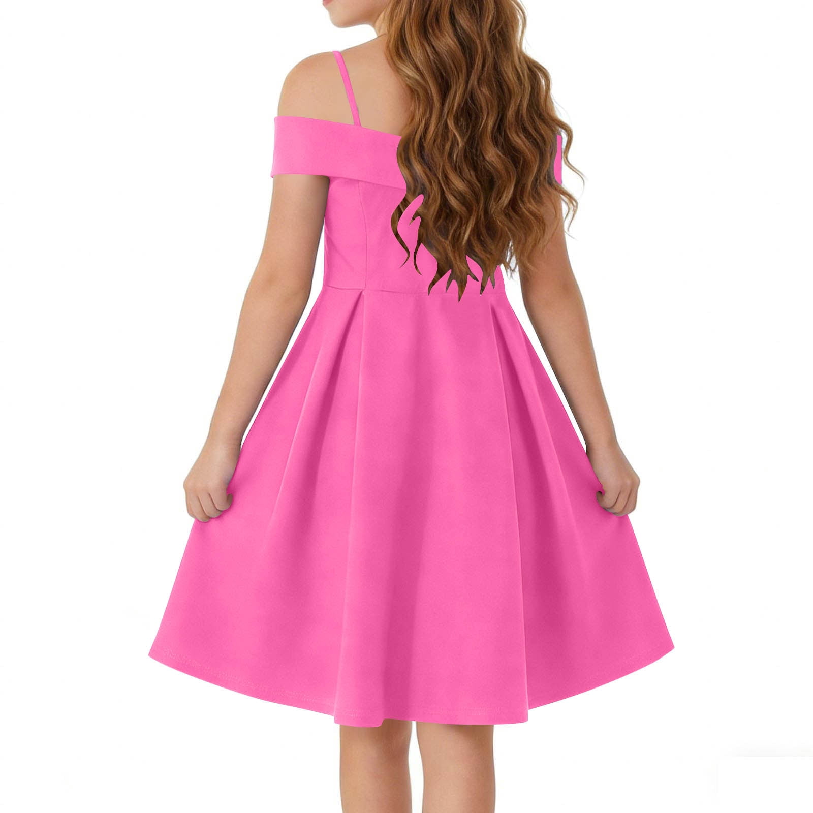 ATOGUTA Girls Sun Dress Flowy Long Tween Formal Dress for Wedding Birthday Party Dance Gown Size 6-14, Hot Pink
