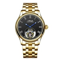 AESOP Real Flying Tourbillon Skeleton Mechanical Hand Wind Wrist Watch Men Sapphire Crystal Diamond Business Dress Hollow Clock Man Stainless Steel Leather Wristwatch