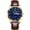 Leather brown strap - gold case - blue dial, variant on Student double calendar waterproof quartz men's watches with luminous function