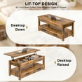 thumbnail image 6 of GUNAITO Lift Top Coffee Table with 2 Drawers,Wooden Convertible Coffee Table with Storage for Living Room,Center Table,Brown,42", 6 of 9
