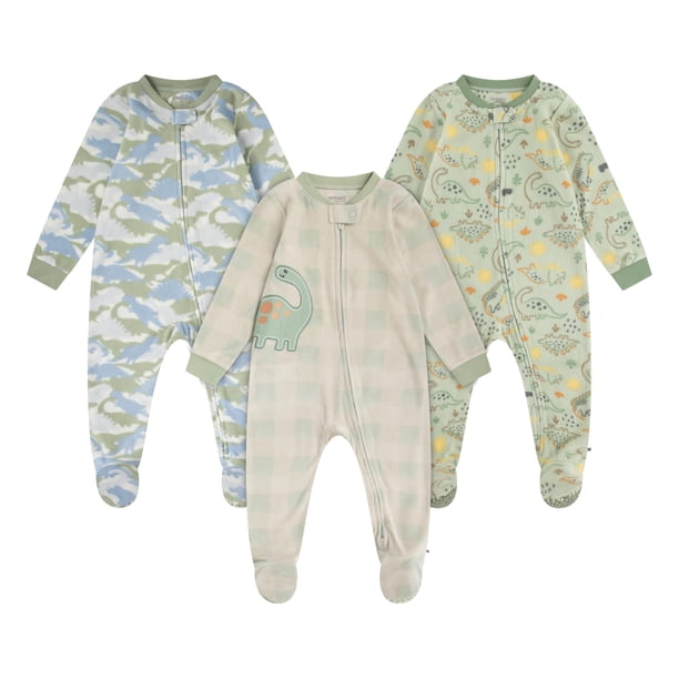 Paquete de 3 Enterizos de Forro Polar con Pies HUGGIES Microfibra Suave
