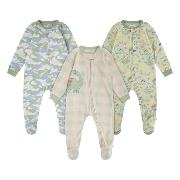 Paquete de 3 Enterizos de Forro Polar con Pies HUGGIES Microfibra Suave