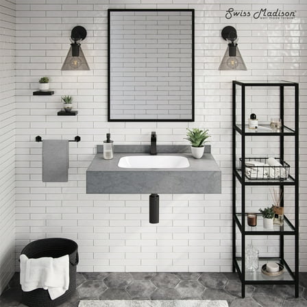 Avancer 36'' Wall Mount Sink In Charcoal Gray