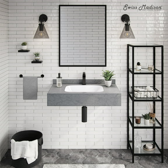 Avancer 36'' Wall Mount Sink In Charcoal Gray