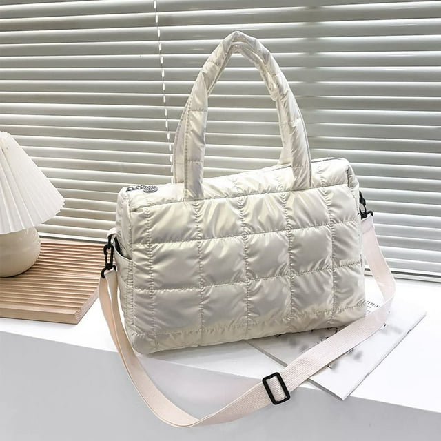Gran Bolso de Hombro de Algodón Blanco Grande