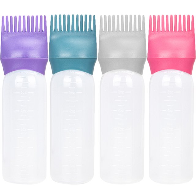 4pcs Hair Dry Cleaning Bottles Hair Root Comb Squeeze Applicator Bottle with Comb