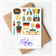 Soccer Beer Sausage Brazil Cultural Welcome Back Greeting Cards Envelopes Blank