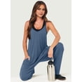 thumbnail image 5 of Women Casual Summer Overalls Sleeveless Spaghetti Strap Romper Jumpsuits Trendy Beach Vacation Outfits Sea Blue L, 5 of 6