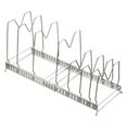thumbnail image 1 of iKayaa Expandable Pot and Pan Rack Pot Organizer Stainless Steel Rack for Kitchen Cabinet Organization and Storage Black / Silver, 1 of 8