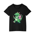thumbnail image 3 of T-Shirts à Manches Courtes pour Enfants Garçons Filles 3-10 Ans Dinosaure Col Rond Coton Imprimé Mode Mignon Noir, 3 of 5