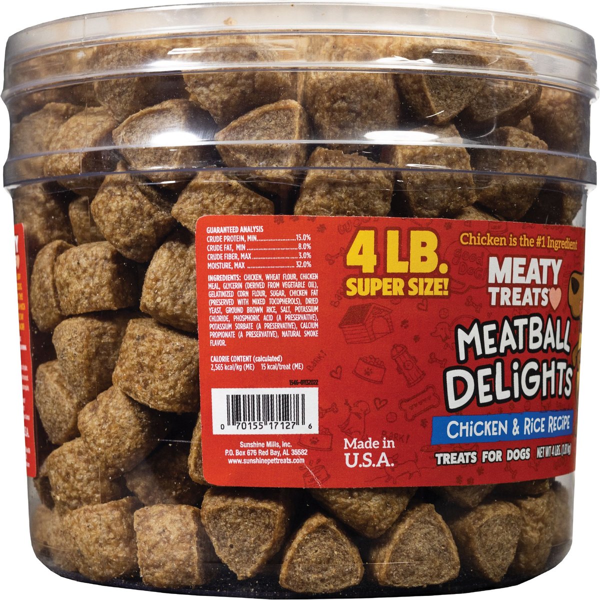 Meaty Treats Meatball Delights Chicken Flavored Meatballs Soft Dog Treats - 4 LB (2 Pack)