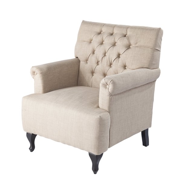 Amberley Tufted Upholstered Armchair Oatmeal Walmart Com