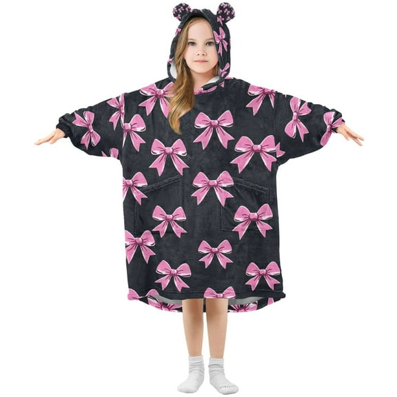 joogoo Wearable Blanket Hoodie for Bow-a1 Oversized Sherpa Hooded 3-14 YR M
