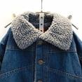 thumbnail image 6 of Coerni Baby Boys Girls Denim Jacket Kids Toddler Fleece Lined Top Lapel Button Down Thicked Warm Coat Winter Outerwear, 6 of 9