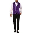 thumbnail image 2 of INSPIRE CHIC Sequins Vest for Men's V-Neck Slim Fit Shiny Disco Party Sleeveless Waistcoat Bowtie XL Purple, 2 of 5