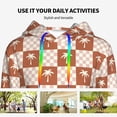 thumbnail image 4 of Daiia Brown Palms Pattern Women's Fashion Hoodies & Sweatshirts with Kangaroo Pocket Hooded Sweatshirt with Eye-catching Drawstrings-Small, 4 of 7