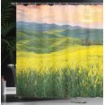 thumbnail image 4 of Ambesonne Nature Shower Curtain, Hills Valley Sunrise, 69"Wx70"L, Yellow Green, 4 of 5