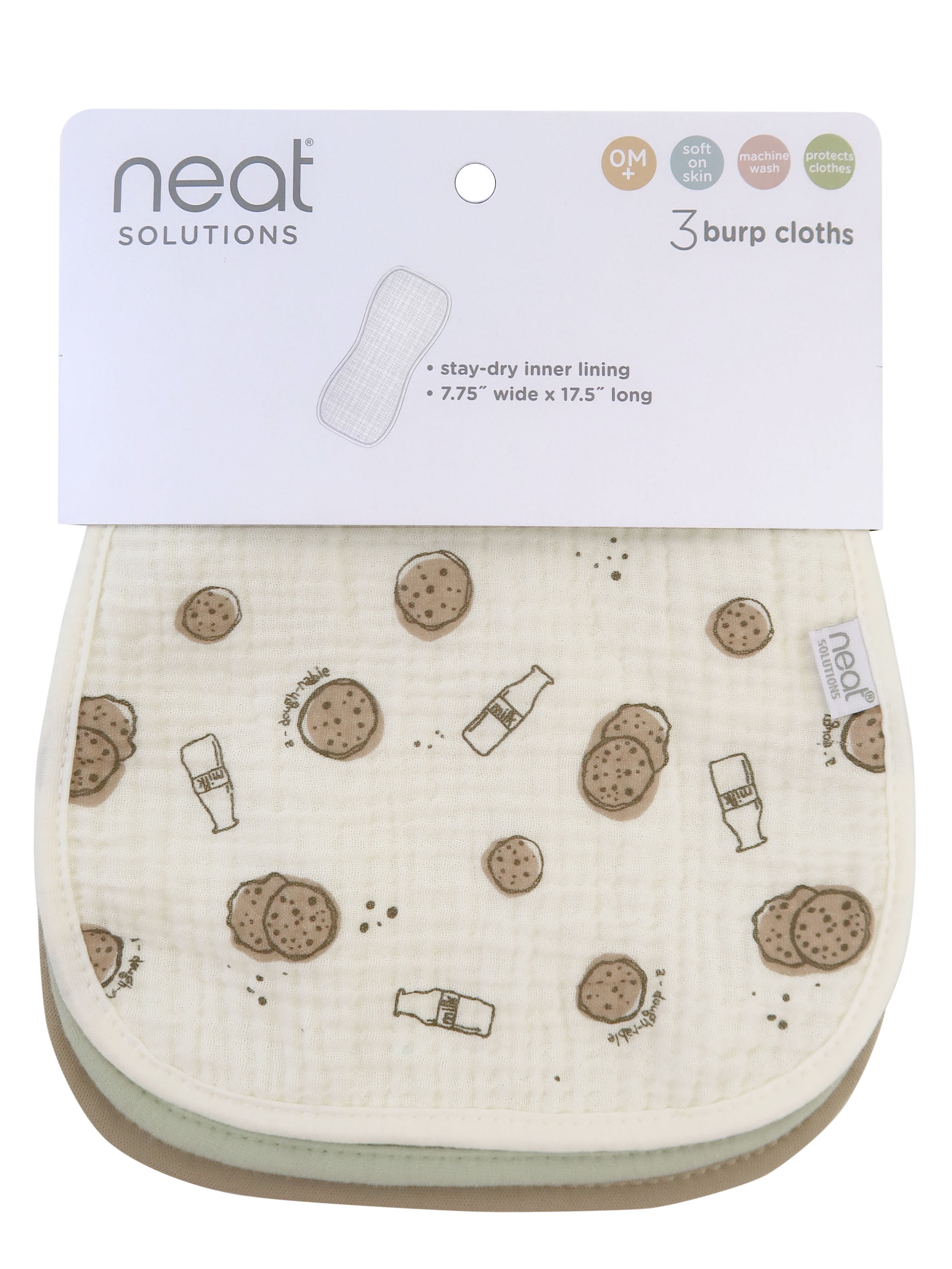 Neat Solutions 3 Pack Newborn Muslin Unisex Burp Cloths