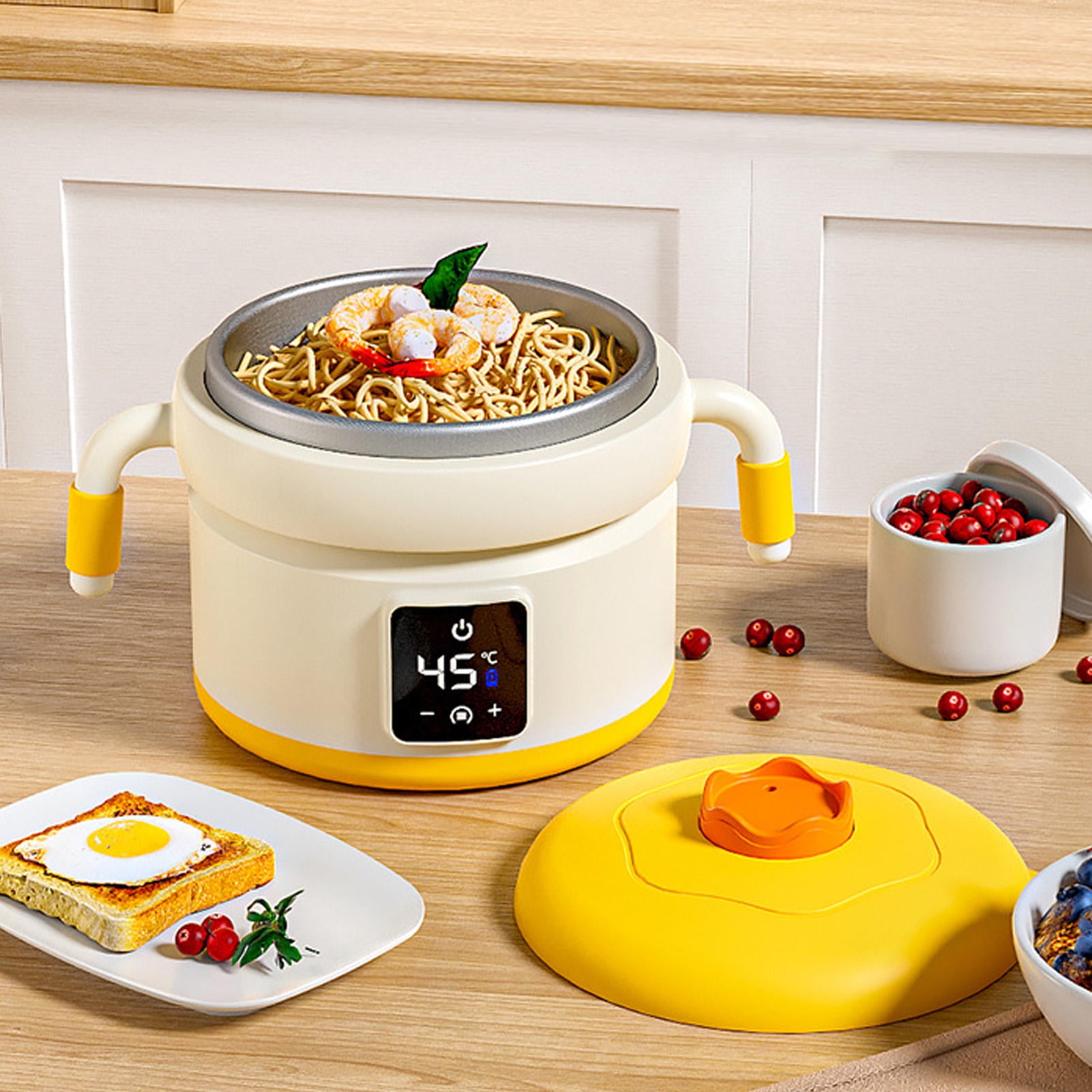 Yajisi Smart Electric Baby Food Warmer Bowl Portable Heated Toddler Feeding Container 4500mAh Rechargeable Battery 316 Stainless Steel Thermal Dish 8.3 inches / 21 cm BPA-Free