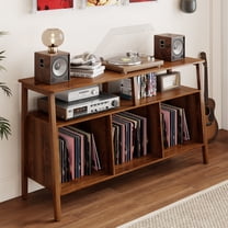 Large Record Player Stand Record Storage Cabinet Wood Mid Century Modern Turntable Stand for Bedroom Living Room Office