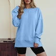 thumbnail image 4 of idosla Oversized Sweatshirt for Women Thumbhole Long Sleeve Hoodies Shirts 2025 Fall Side Slit Pullover Top Y2k Outfits (Blue, M), 4 of 9