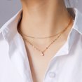 thumbnail image 2 of Collares de diamantes para mujer, collar de oro delicado chapado en oro de 14 quilates, collar de lariat largo y simple, collares de gargantilla de diamantes CZ dorados para mujer, collar de oro de m JAMW Sencillez, 2 of 4