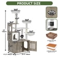thumbnail image 3 of Uforic 59" Modern Wood Cat Tree for Indoor with Litter Box Enclosure and Cat Condo, 2-in-1 Cat Furniture with Scratching Posts & Hammocks, Gray, 3 of 9
