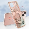 thumbnail image 5 of ELEHOLD for iPhone 13 6.1 inch Marble Case, Clear Electroplated Frame Soft TPU Anti-Scratch Wear-Resistant Wireless Charging Slim Fit Transparent Case for iPhone 13, Rosegold, 5 of 9