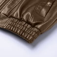 thumbnail image 5 of Atkumj Leather Jacket Men with Pockets Fashion Lapel Full Zip Bomber Jacket Casual Loose Solid Color Rain Coat Mens for City Walking S, 5 of 9