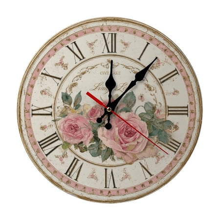 Live Laugh Love Floral Farmhouse Style Round Wood Wall Clock, Noiseless Design for Cafe & Classroom Decor