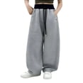 thumbnail image 5 of EnJoCho Girls Sweatpants Wide Leg Elastic High Waist Loose Straight Soft Trousers Relaxed Fit Bottoms For Kids Spring Fall Daily Streetwear School Active Wear, 5 of 5