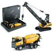 Diecast Metal Construction Trucks Models Set of 2 - Mini Excavator Toy, Heavy Metal Toy
