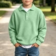 thumbnail image 2 of SHTXOZHI Boys School Uniform Pullover Collared Long Sleeve Sport Tops Solid Color Fall Winter Outdoor Shirts, 2 of 9