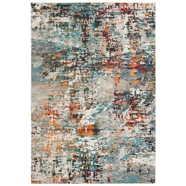 SAFAVIEH Madison Flowers Vintage Abstract Area Rug, Grey/Blue, 3' x 5'