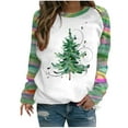 thumbnail image 1 of EQWLJWE Chandails de Noël pour Femmes à Manches Longues Col Rond Chandails Chandail Hauts de Sapin de Noël et Verts Frais Haut à Manches Raglan Teint Chandails de Noël pour Femmes Grandes Tailles, 1 of 2