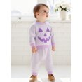 thumbnail image 4 of Toddler Baby Girl Boy Halloween Outfits Long Sleeve Waffle Pumpkin Embroidery Striped Sweatshirt Tops Pant Set Fall Winter Clothes Set, 4 of 9